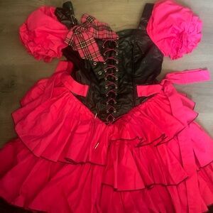 Halloween fairygoth maid whimsical  show girl Madame corset  full layered linen